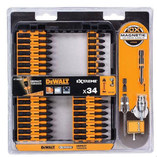 Изображение набора бит DeWALT DT70605Tв пластиковом кейсе черного цвета