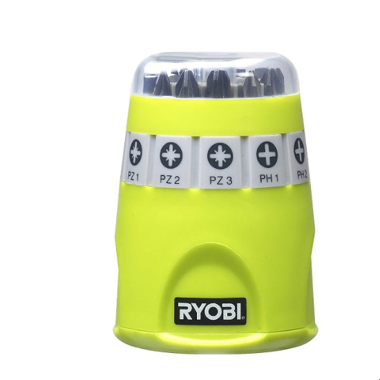 Зображення набору біт Ryobi 5132002549в пластиковому кейсі зеленого кольору
