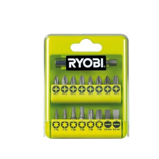 Фото набора бит Ryobi 5132002550в пластиковом кейсе зеленого цвета