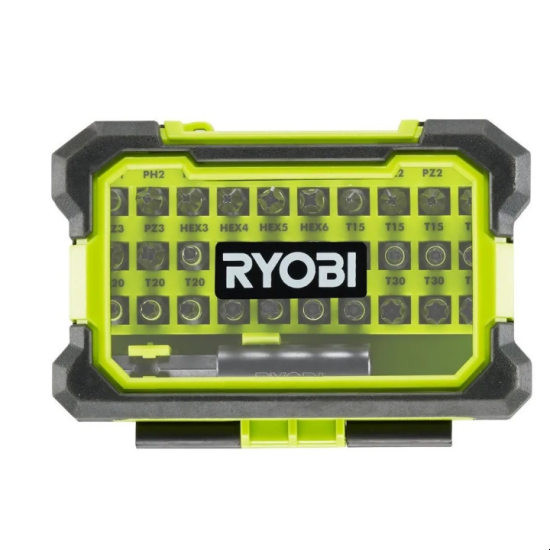 Зображення набору біт Ryobi 5132002817в пластиковому кейсі зеленого кольору