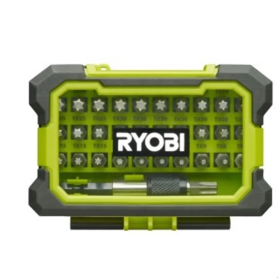 Фото набора бит Ryobi 5132002792в пластиковом кейсе зеленого цвета