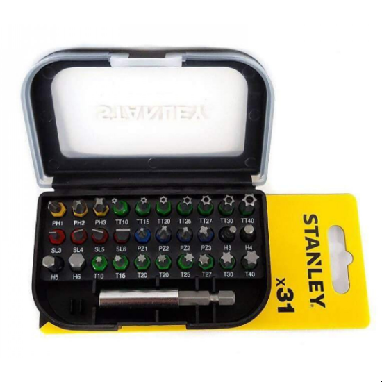 Изображение набора бит Stanley STA60490в пластиковом кейсе черного цвета