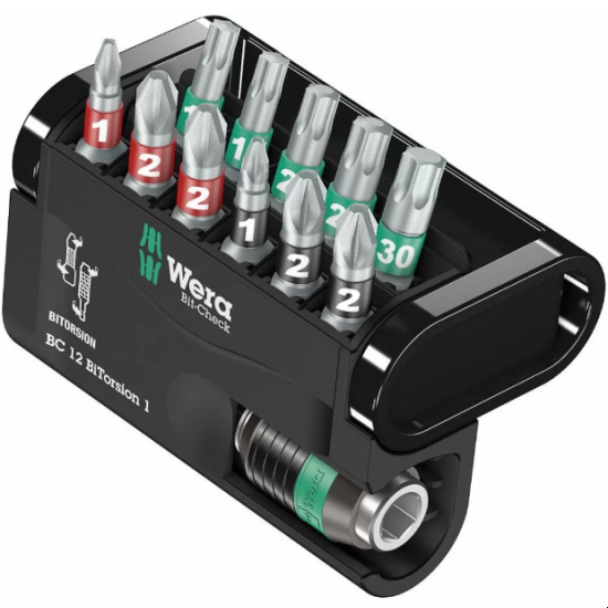 Изображение набора бит Wera 8802в пластиковом кейсе черного цвета