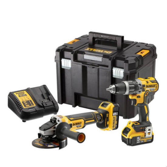 Фото набору електроінструментів DeWALT DCK2080P2Tв пластиковому кейсі чорного кольору