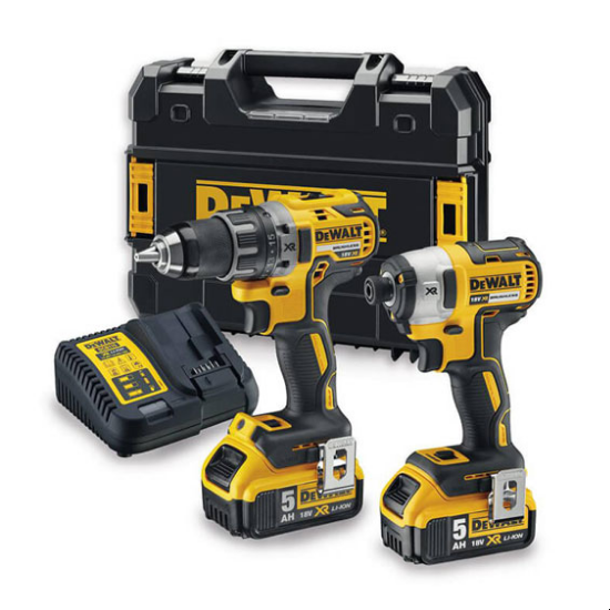 Фото набора электроинструментов DeWALT DCK268P2Tв пластиковом кейсе черного цвета