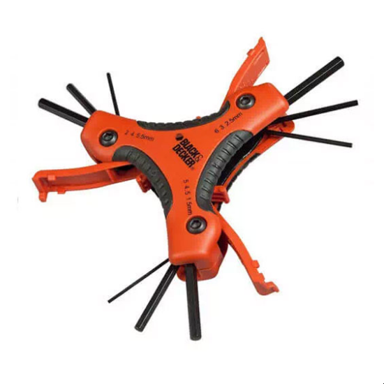 Фото набора шестигранных ключей Black&Decker BDHT0-71628в пластиковом кейсе оранжевого цвета