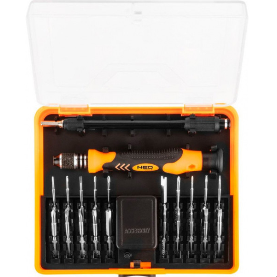 Изображение набора бит Neo Tools 06-110в пластиковом кейсе оранжевого цвета