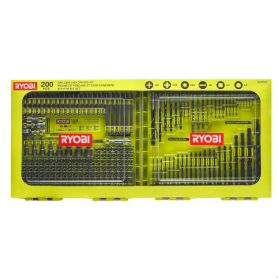 Зображення набору інструментів Ryobi 5132004668в пластиковому кейсі зеленого кольору