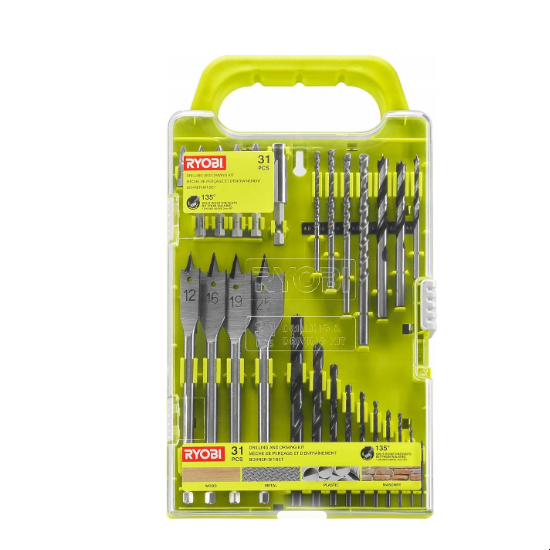 Изображение набора инструментов Ryobi 5132004663в пластиковом кейсе зеленого цвета