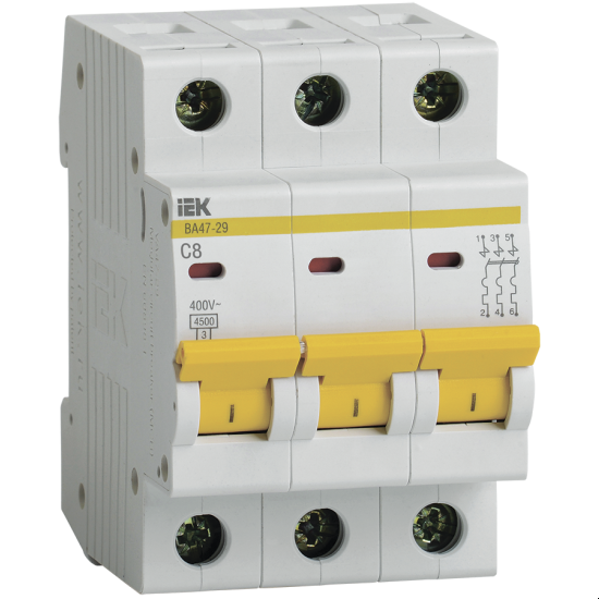 Изображение IEK ВА47-29 3P C 8A (MVA20-3-008-C)