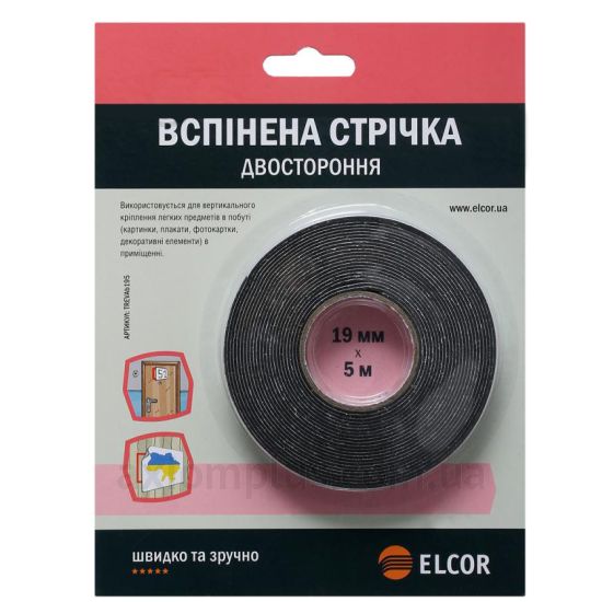 Изолента черного цвета Elcor TREVAb195 (40206777)