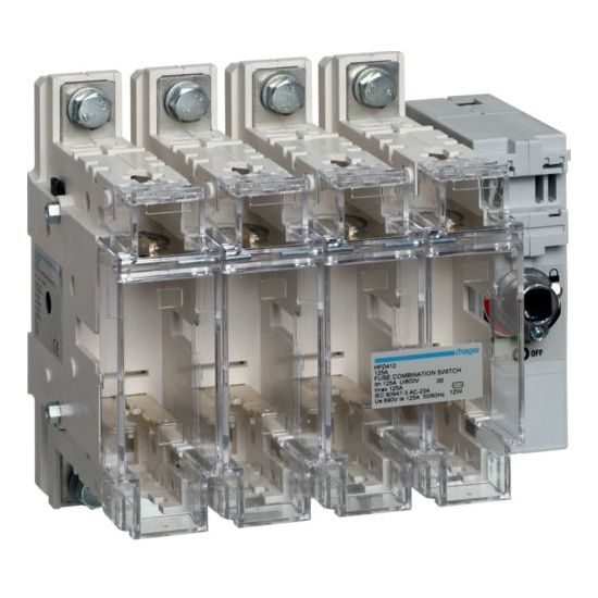 Корпусный разрывной 4P выключатель нагрузки 0-1 на 125А Hager HFD412