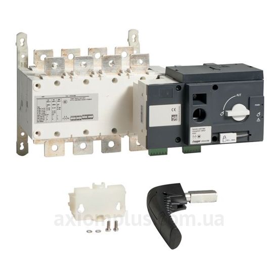 Корпусный разрывной 4P переключатель нагрузки 1-0-2 на 400А Hager HIB440M