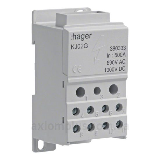KJ02G Hager белого цвета (на 11 контактов) (сечение до 35мм&sup2;) , I<sub>n</sub>=500А