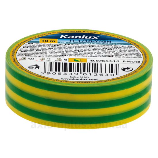 Изолента желто-зеленого цвета Kanlux IT-1/20-Y/GN (1277)
