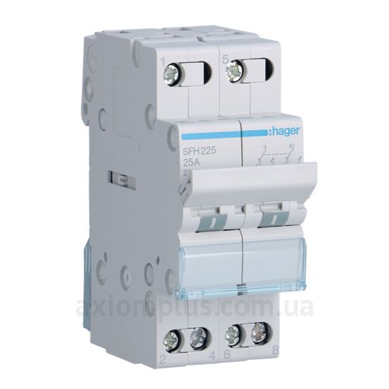 Модульный разрывной 2P переключатель нагрузки 1-2 на 25А Hager SFH225