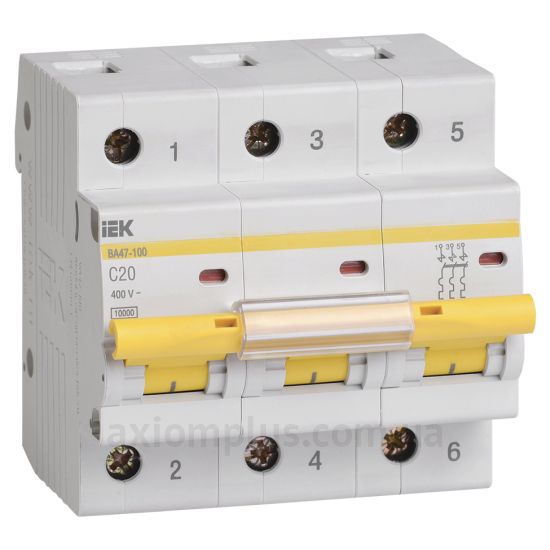 Фото IEK ВА47-100 3Р 20А 10кА (MVA40-3-020-C)