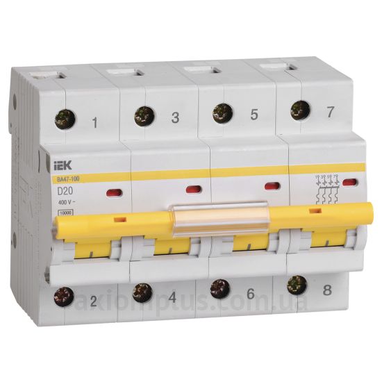 Фото IEK ВА47-100 4Р 20А 10кА D (MVA40-4-020-D)