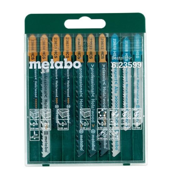 Зображення набору пильних полотен Metabo 623599000в пластиковому кейсі зеленого кольору