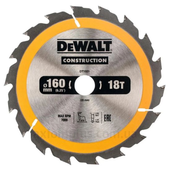 Фото диска для циркулярки DeWALT DT1931 160мм×20мм 18Т