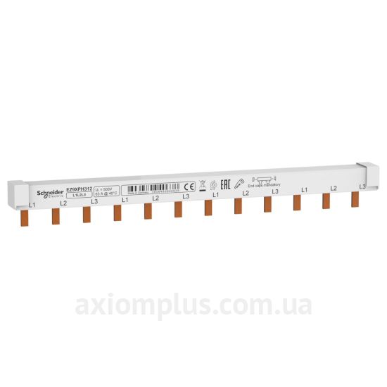 Зображення шина Schneider Electric EZ9XPH312 PIN 3P 63А (12 контактів) (сірий колір)