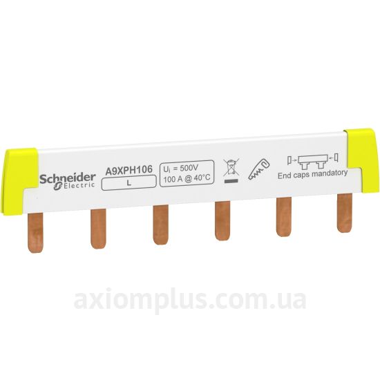 Фото шина Schneider Electric A9XPH106 PIN 1P 100А (6 контактів) (білий колір)