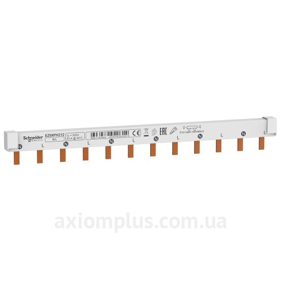 Зображення шина Schneider Electric EZ9XPH212 PIN 2P 63А (12 контактів) (сірий колір)