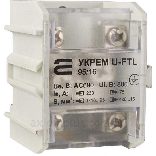 U-FTL 95/16 Аско-Укрем белого цвета (на 6 контактов) (сечение до 95мм&sup2;) , I<sub>n</sub>=232А