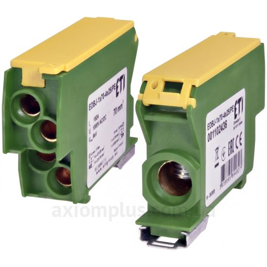EDBJ-1x70-4x25/PE ETI жовто-зеленого кольору (на 5 контактів) (S <sub>дроту</sub> до 70мм²) , I<sub>n</sub>=192А