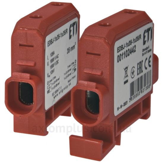 EDBJ-1x35-1x35/R ETI красного цвета (на 2 контакта) (сечение до 35мм²) , I<sub>n</sub>=125А