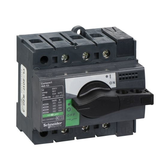 Корпусний рубильник 3P вимикач навантаження 0-1 на 63А Schneider Electric 28902