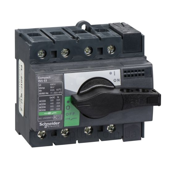 Корпусный разрывной 4P выключатель нагрузки 0-1 на 63А Schneider Electric 28903