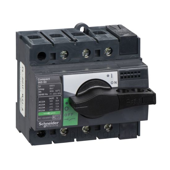 Корпусний рубильник 3P вимикач навантаження 0-1 на 80А Schneider Electric 28904