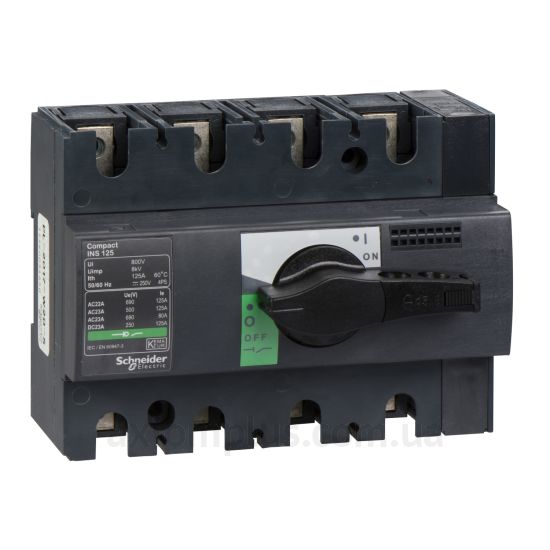 Корпусный разрывной 4P выключатель нагрузки 0-1 на 125А Schneider Electric 28911