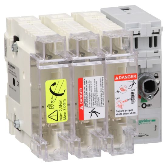 Корпусный разрывной 3P выключатель нагрузки 0-1 на 63А Schneider Electric GS2G3