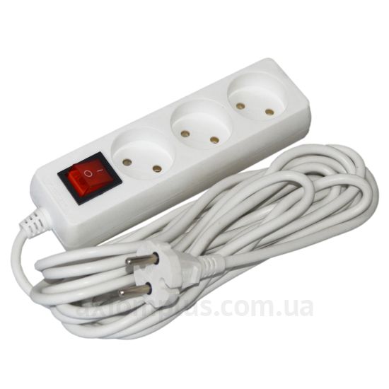 Удлинитель UEC STANDART П03В 3 места 2Р/5м. 2х0.75 10А/250 с выключателем WYP10-06-03-05-S-N-U фото
