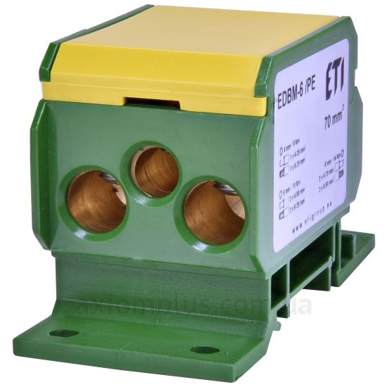 EDBM-6/PE ETI желто-зеленого цвета (на 5 контактов) (S <sub>провода</sub> до 70мм²) , I<sub>n</sub>=192А