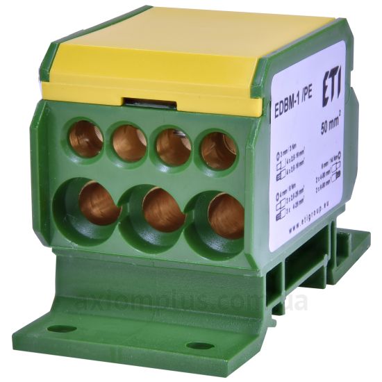 EDBM-1/PE ETI жовто-зеленого кольору (на 9 контактів) (S <sub>дроту</sub> до 50мм²) , I<sub>n</sub>=160А