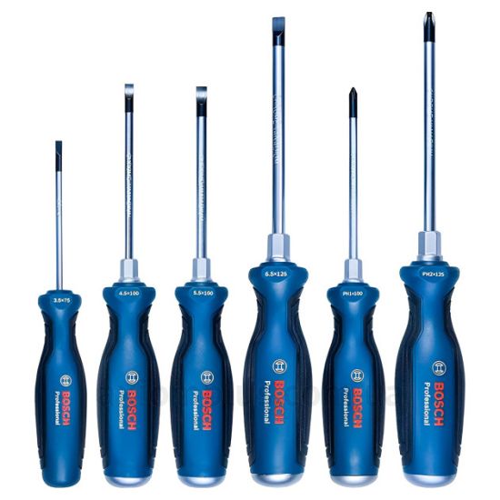 Фото набора отверток Bosch 1600A016BFв пластиковом кейсе синего цвета