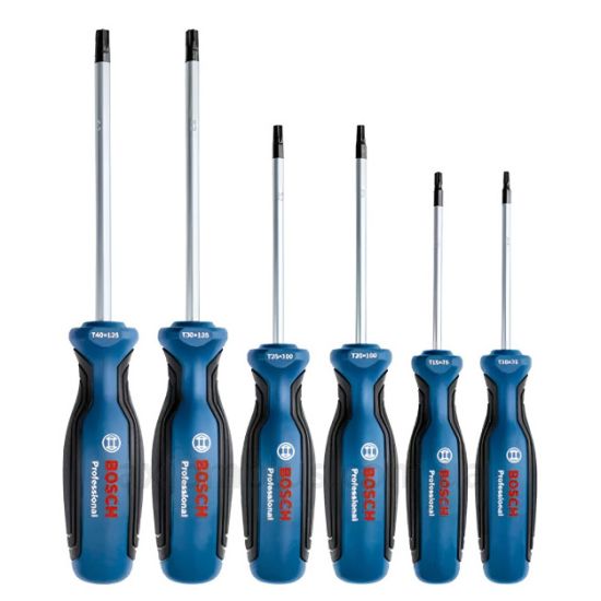 Фото набора отверток Bosch 1600A01V09в пластиковом кейсе синего цвета