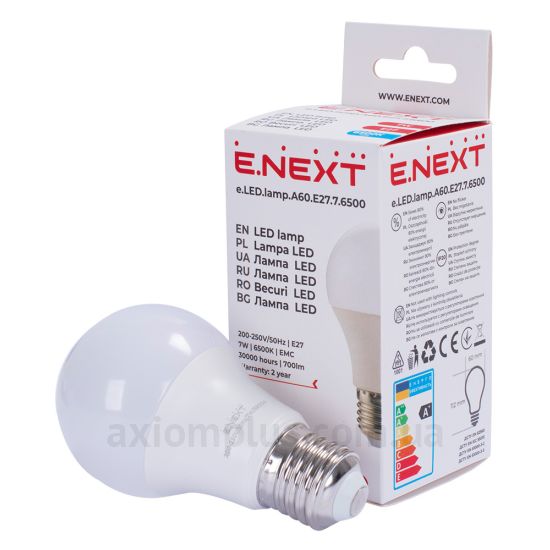 Зображення лампочки E.Next e.LED.lamp.A60.E27.7.6500 артикул l0650624