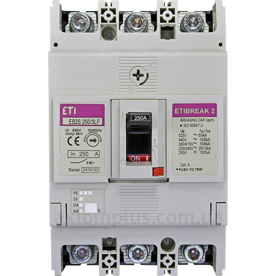 Изображение ETI EB2S 250/3LF 250А 3P (16kA) (4671813)