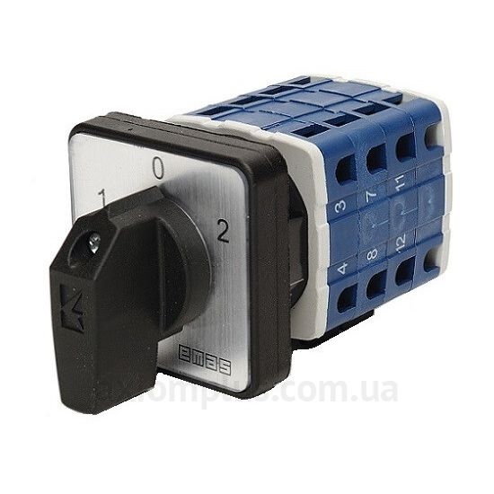 Кулачковий 4P перемикач навантаження 1-0-2 на 10А EMAS PSA010KD434S