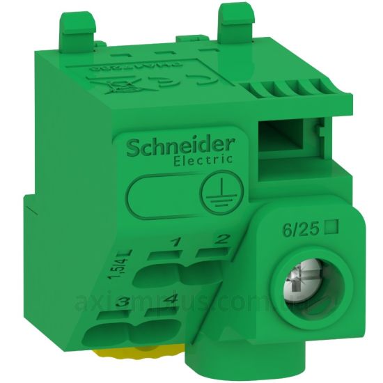 Schneider Electric зеленого кольору (на 5 контактів) (перетин до 25мм²) , I<sub>n</sub>=63А