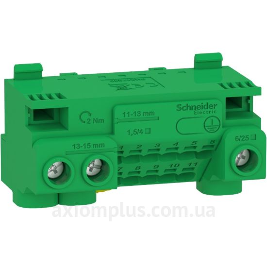 Schneider Electric зеленого цвета (на 14 контактов) (S <sub>провода</sub> до 25мм&sup2;) , I<sub>n</sub>=63А