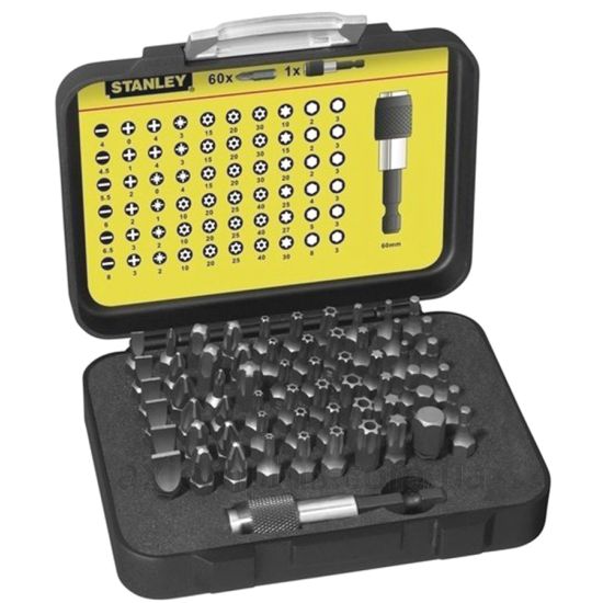 Изображение набора бит Stanley 1-13-902в пластиковом кейсе черного цвета