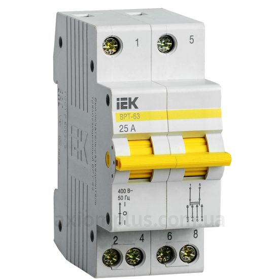 Модульный разрывной 2P переключатель нагрузки 1-0-2 на 25А IEK MPR10-2-025