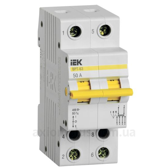 Модульный разрывной 2P переключатель нагрузки 1-0-2 на 50А IEK MPR10-2-050