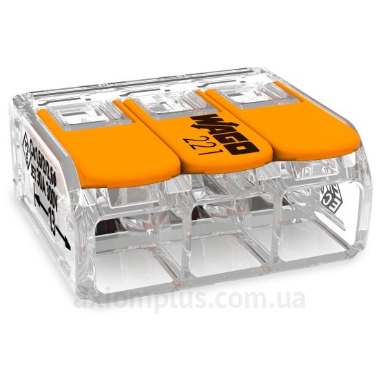 COMPACT 221-613 Wago оранжевого цвета (на 3 контакта) (сечение до 6мм&sup2;) , I<sub>n</sub>=41А