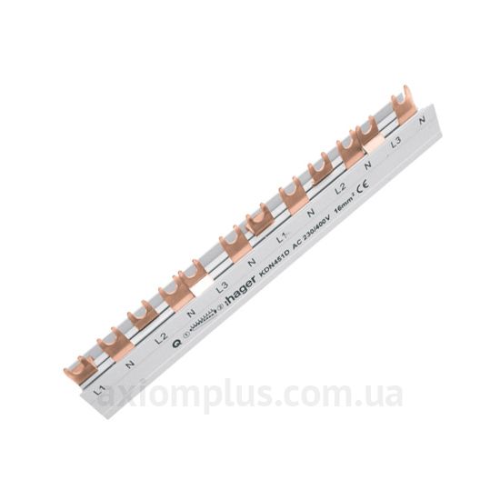 Шина (L) фазная Hager KDN451D FORK 4P 80А (12 контактов) (белый цвет) фото